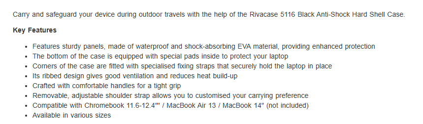 Rivacase 90060170, 5116 Antishock Hard Shell Case 12", Black, 1 Year Warranty 2 1775714569