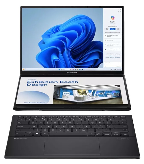 Asus UX8406CA-QL978W, Zenbook DUO, 14" FHD OLED Touch Screen, Intel Core Ultra 9-285H, 32GB DDR5 RAM, 1TB NVMe SSD, Wi-Fi 7+Bluetooth, Windows 11 Home, Inkwell Grey