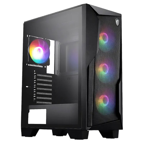 MSI MAG FORGE 130A AIRFLOW, Mid Tower Gaming Case, ATX, Tempered Glass, Drive Bays: 3 x 2.5”  2 x 2.5”/3.5” Combo, Expansion Slot: 7, Fan: 120mm, Motherboard Support: ATX / Micro-ATX / Mini-ITX, Black, 1 Year Warranty