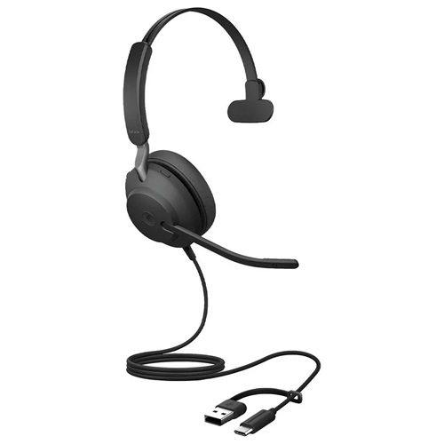 Jabra 24189-899-799, Corded Evolve 40 SE MS Mono Headset, USB-C/A, 2 Year Warranty