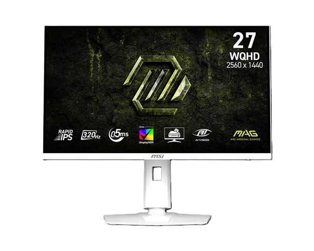MSI MAG 274QRFW X32, 27" WQHD IPS Gaming Monitor, 2560x1440, 16:9, 0.5ms, 320Hz, G SYNC Compatible, 2xHDMI, 1xDP, VESA, Height Adjustable, Swivel, Pivot, Tilt, 3 Year Warranty