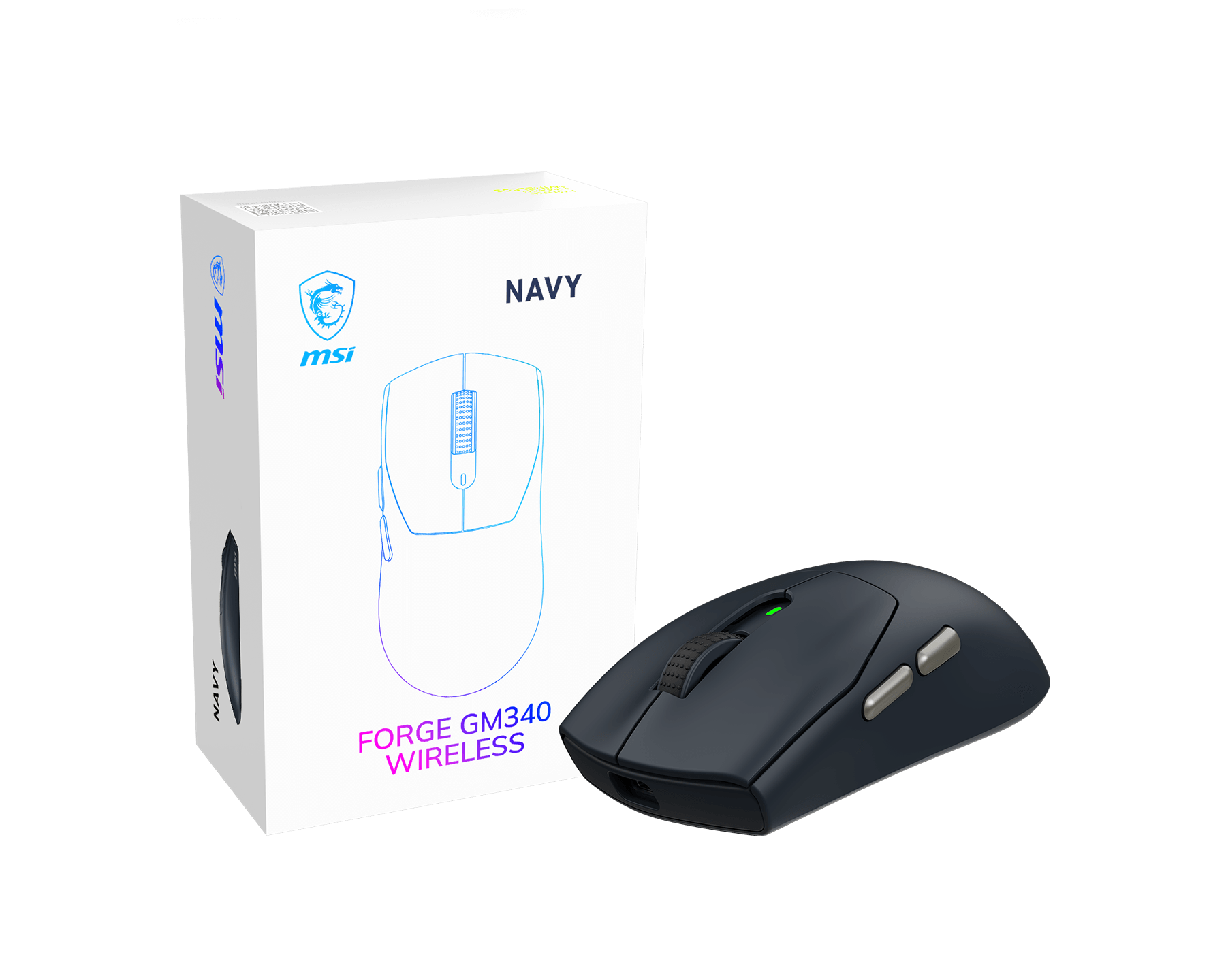 MSI S12-4301790-HH9, FORGE GM340, Wireless Gaming Mouse, 2.4GHz, BT5.2, USB2.0, MAX DPI 12000, UP TO 82Hrs, Navy