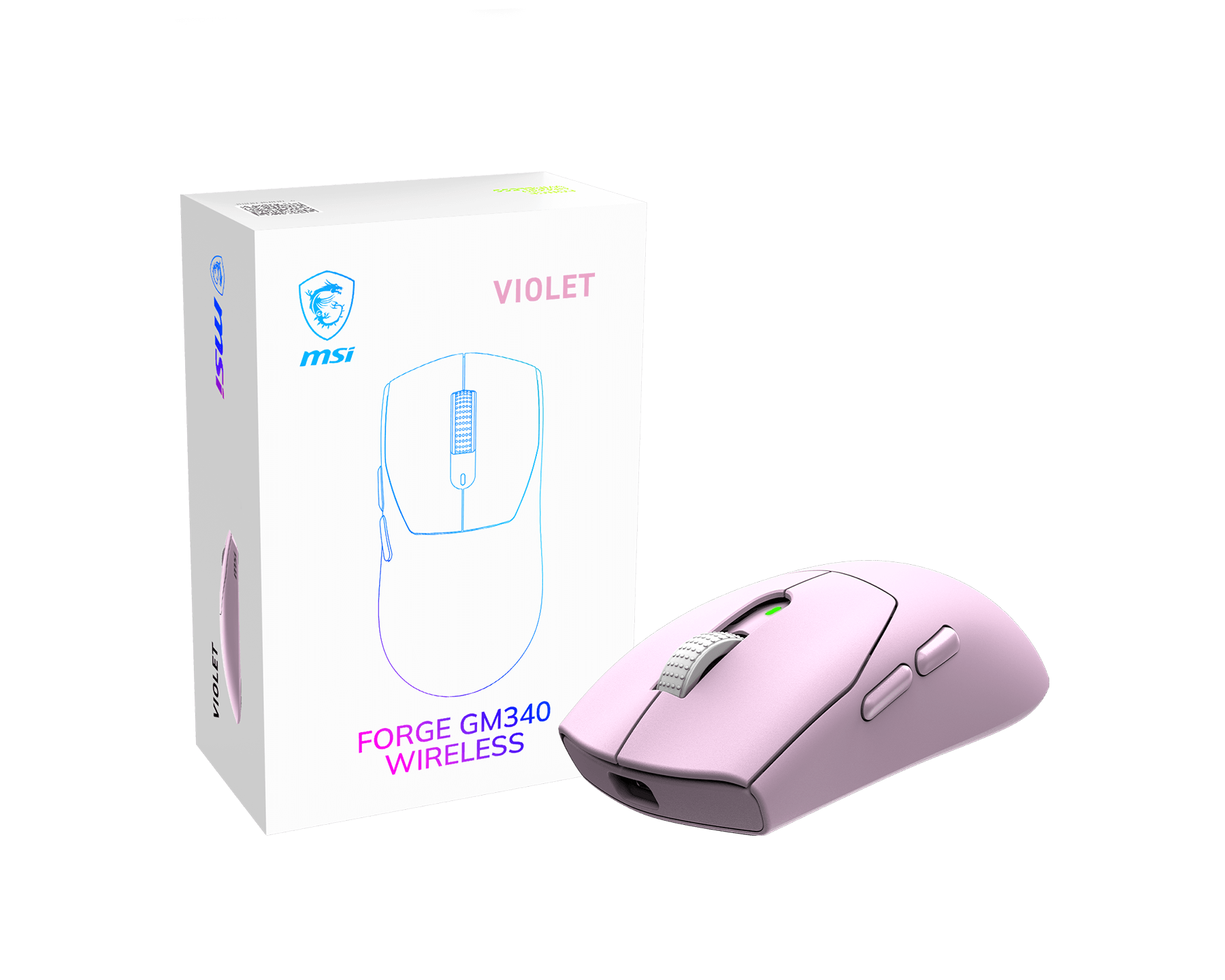 MSI S12-4301810-HH9-HH9, FORGE GM340, Wireless Gaming Mouse, 2.4GHz, BT5.2, USB2.0, MAX DPI 12000, UP TO 82Hrs, Violet