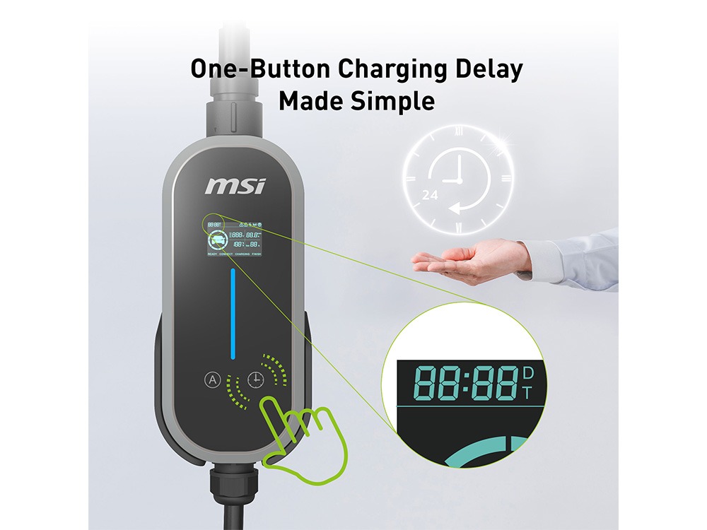 MSI Ezgo 10A + 15A IP66 EV Portable Charger - Gray