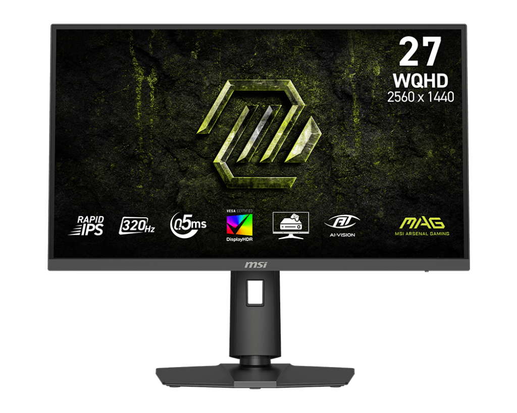 MSI MAG 274QPF X32 27-Inch WQHD Gaming Monitor 2560x1440 Rapid IPS 320Hz 0.5ms HDR 400 G-SYNC Compatible Eye care HDMI 2.1b DP 1.4a Tilt Adjustable Pivot Vesa Mount Black