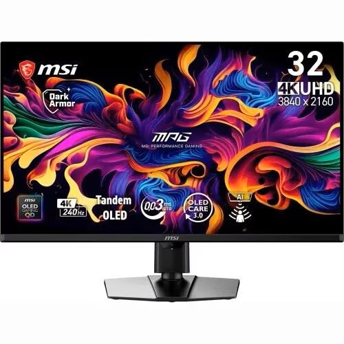 MSI MPG 322UR QD-OLED X24, 32" 4K UHD Gaming Monitor, 3840x2160, 16:9, 0.03ms, 240Hz, Adaptive-Sync, 2xHDMI, 1xDP, 4xUSB, VESA, Height Adjustable, Tilt, Swivel, Pivot, 3 Year Warranty