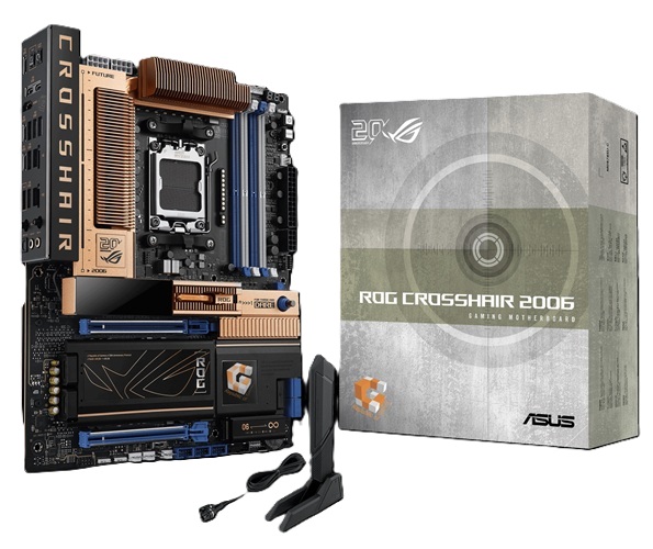 Asus ROG CROSSHAIR 2006, X870E, ATX, AMD AM5, 4xDDR5, 5xM.2, 4xSATA 6Gb/s, RAID, 6xPCIe, 1xHDMI, 2xUSB4, LAN, WIFI 7+Bluetooth, 6x USB-A 3.2, 3x USB-C 3.2, Retro-inspired Copper Color Design, 3 Year Warranty