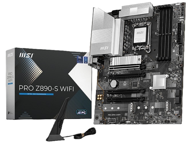 MSI PRO Z890-S WiFi, ATX, Intel LGA 1851, 4xDDR5, 3xM.2, 4xSATA 6Gb/s, RAID, 1xHDMI, 1xDP, 4xPCIe, 1xTB4, LAN, Wi-Fi 7+Bluetooth, 1xUSB-C, 6xUSB-A, 3 Year Warranty