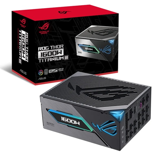 Asus ROG-THOR-1600T3, 1600W Titanium III Gaming Power Supply, 80 Plus Platinum, Fully Modular, ATX, Magnetic OLED Display