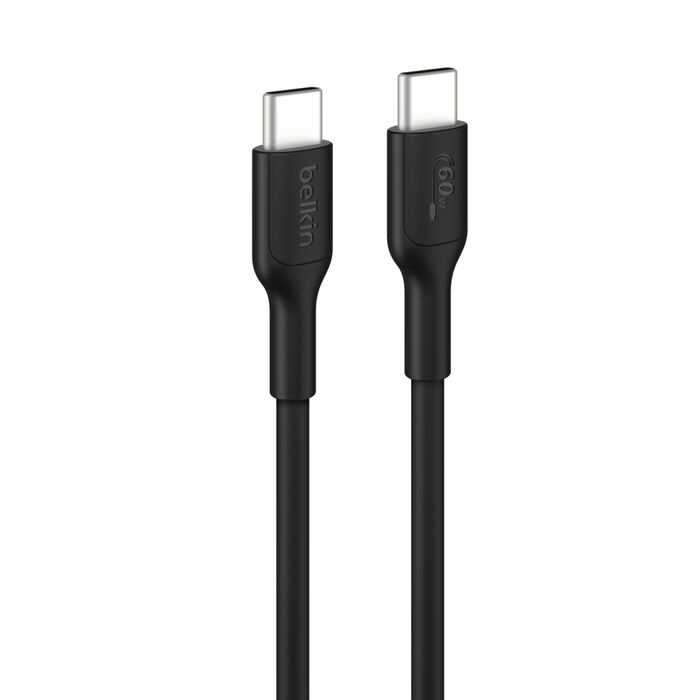 Belkin CAB023FQ2MBK, BoostCharge USB‑C to USB‑C Cable 60W, USB‑C to USB‑C Charging Cable, 60W Power Delivery, 2m Length, USB‑IF Certified, Data Transfer up to 480Mbps, Black, 2 Year Warranty