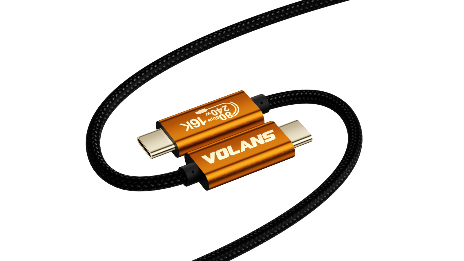 VOLANS VL-UT52 2 Metres Aluminium USB5 Cable – Thunderbolt 5 Compatible (80Gbps/16K/240W)
