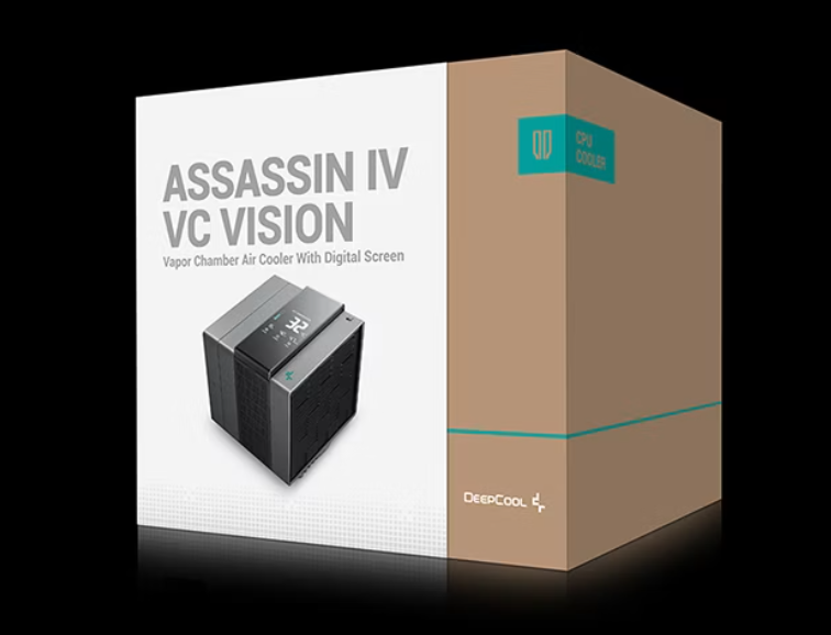 DeepCool, ASSASSIN IV VC VISION DIGITAL, CPU Air Cooler, 300W TDP, Quad-Segment Digital Display, 120mm + 140mm Fans, Silent 3-Phase 6-Slot 4-Pole Motors, 6Year Warranty