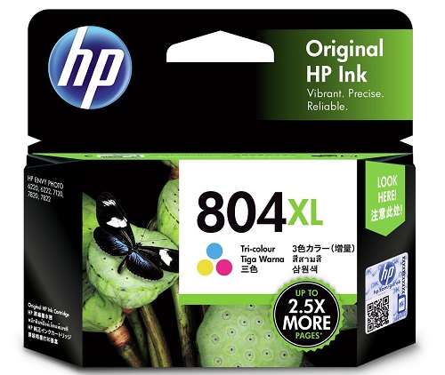 HP T6N11AA, 804XL Tri-color Original Ink Cartridge, 1 Year