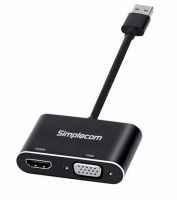Sim USB 3.0 to HDMI + VGA Video Card Adapter with 3.5mm Audio