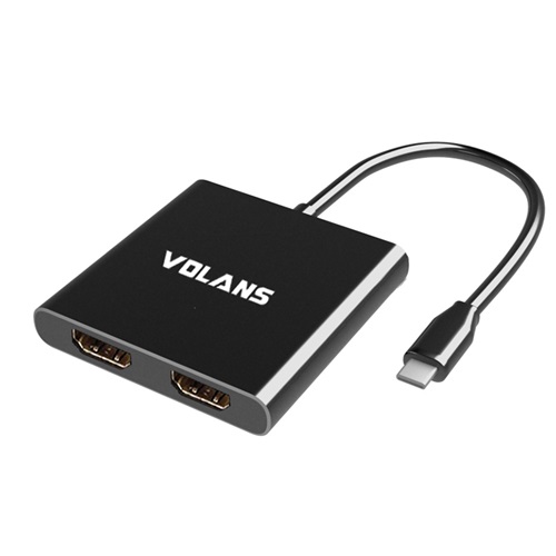 Volans VL-UC2H, Aluminium USB-C to Dual HDMI 2.0 Adapter – 4K@60Hz, 1 Year Warranty