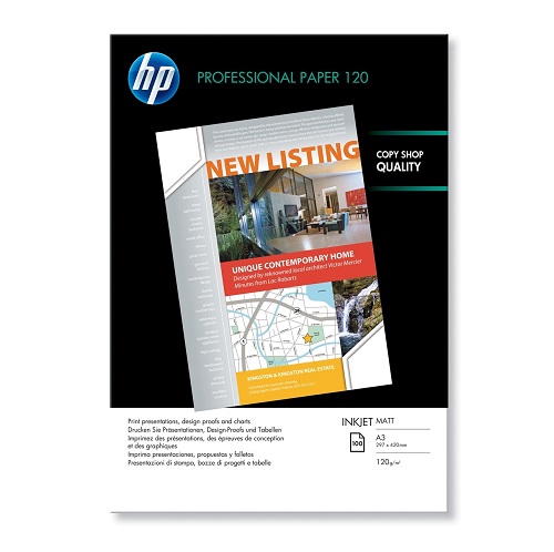 HP Q6594A, Professional Inkjet Matte Paper-100 sht/A3/297 x 420 mm, 3 Months Warranty