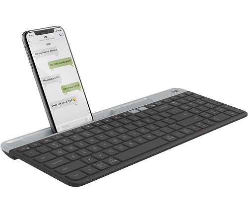 Logitech 920-009210, Logitech K580 Slim Multi- Device Gaming Keyboard, USB Receiver, Battery Life: 24 Month, Wireless, Bluetooth, Graphite, 1 Year Warranty