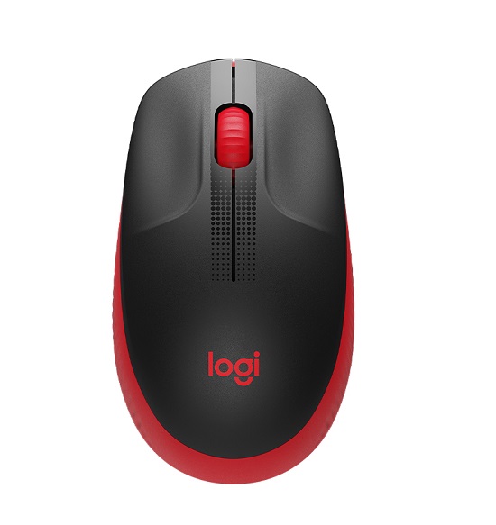 Logitech M190 Full Size Wireless Mouse, 1000 dpi, USB, Red