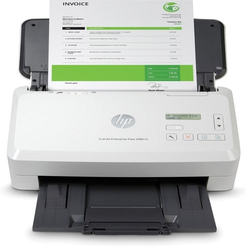HP 6FW09A, Scanjet Enterprise Flow 5000 S5 Sheetfed Scanner, 600 dpi Optical, 48-bit Grayscale, 65 ppm (Mono/Color), Duplex Scanning, USB